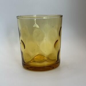 Vintage Hazel Atlas Amber Gold El Dorado Optic Dot Coin thumbprint Glass 3 1/2in